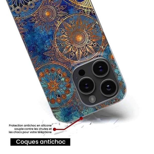 Siliconfodral med tryck - 1001 fodral - Samsung Galaxy S23 FE - Blå mandala - Optimal skydd - TPU gel