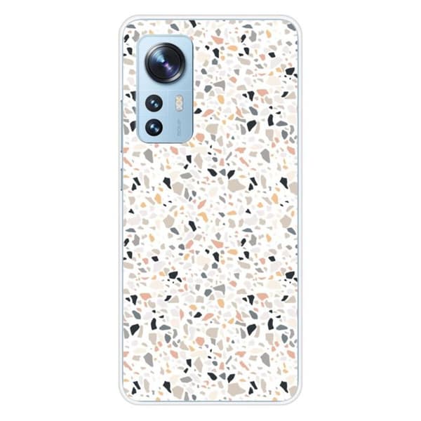Tryckt silikonfodral som är kompatibelt med Xiaomi Mi 12 Mi 12X Terrazzo-färg