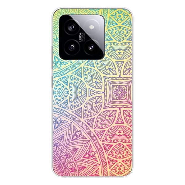 Siliconfodral med tryck - 1001 fodral - Xiaomi 14 - Pastell Mandala - Optimalt skydd - Semi-stabil