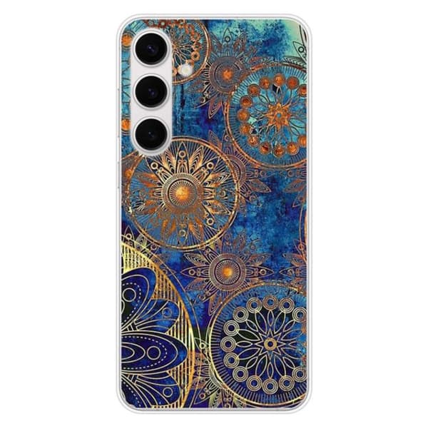 Silikonskal med tryck - 1001 skal - Samsung Galaxy S24 FE - Blå mandala - Optimal skydd - TPU Gel