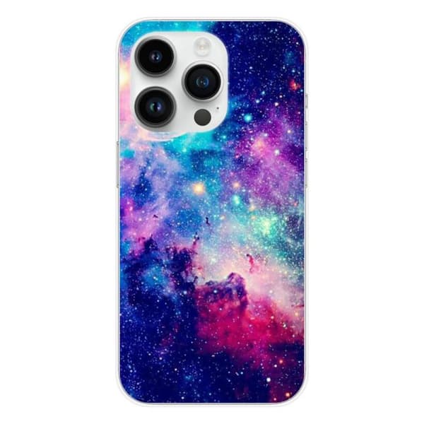 Tryckt silikonfodral som är kompatibelt med Apple iPhone 15 Pro Galaxy Blue