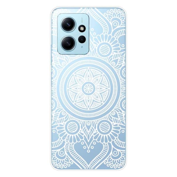 Tryckt silikonfodral som är kompatibelt med Xiaomi Redmi Note 12 4G Mandala vit