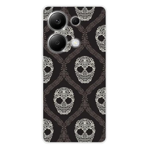 Tryckt silikonfodral som är kompatibelt med Xiaomi Redmi Note 13 Pro 4G Floral skull