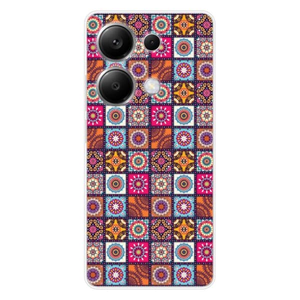 Tryckt silikonfodral kompatibelt Xiaomi Redmi Note 13 Pro 4G Patchwork Mandala