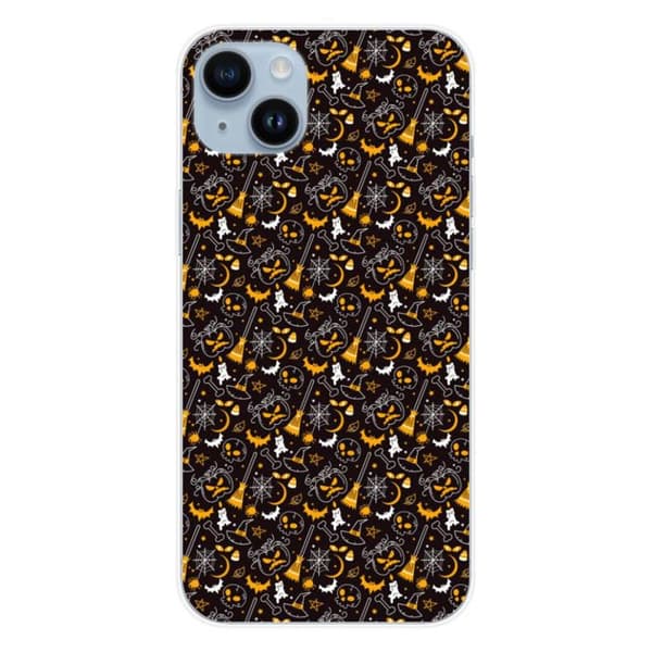 Siliconfodral med tryck - 1001 fodral - iPhone 15 Plus - Halloweenmönster - Optimal skydd - Semi-stiff