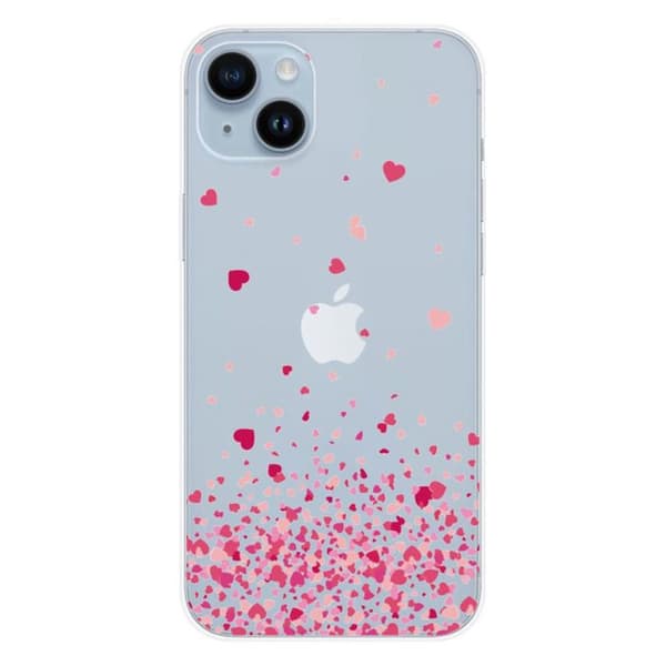 Tryckt silikonfodral som är kompatibelt med Apple iPhone 15 Plus Pink Heart Confetti