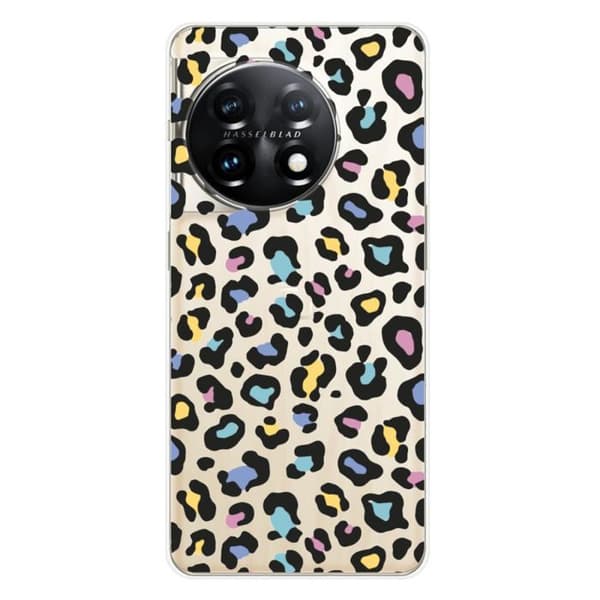 Tryckt silikonfodral som är kompatibelt med OnePlus 11 5G Färgglad leopard