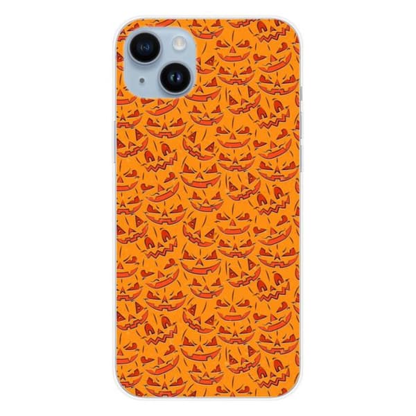 Tryckt silikonfodral som är kompatibelt med Apple iPhone 15 Plus HA Pumpkins