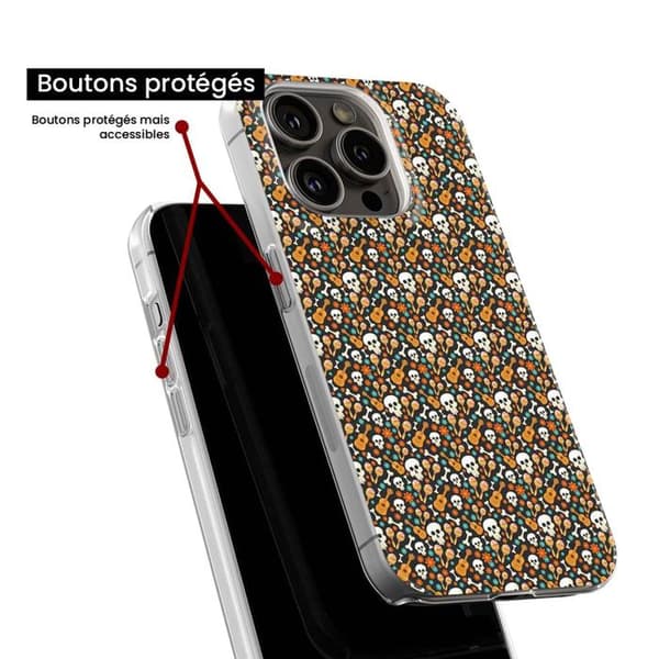 Tryckt silikonfodral som är kompatibelt med Apple iPhone 14 Pro HA Skeleton Rhythms