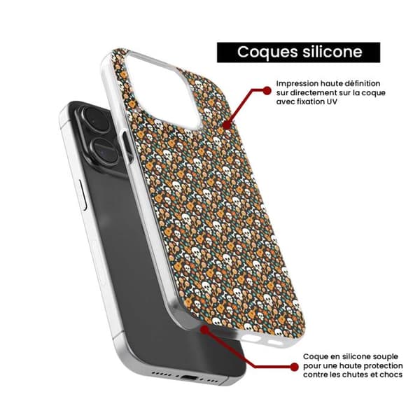 Siliconefodral med tryck - 1001 fodral - iPhone 8 Plus - Mångfärgad - Skelettdesign - Optimal skydd