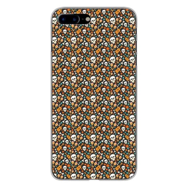 Siliconefodral med tryck - 1001 fodral - iPhone 8 Plus - Mångfärgad - Skelettdesign - Optimal skydd
