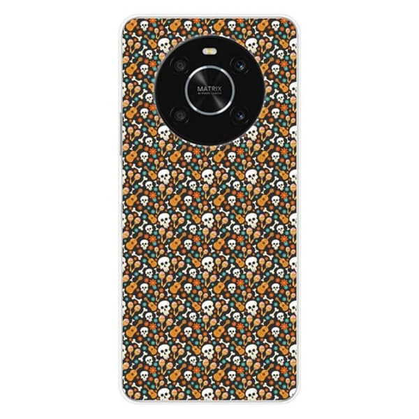 Siliconfodral med tryck - Huawei - Honor X9 4G - Flerfärgad - Skelettmönster - Optimal skydd