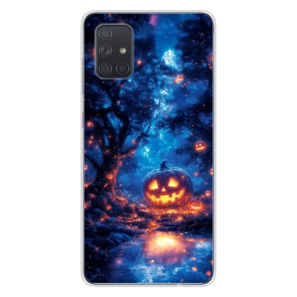 Tryckt silikonfodral som är kompatibelt med Samsung Galaxy A71 HA Pumpkin Forest