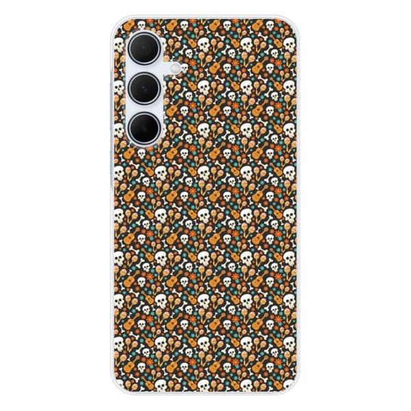 Tryckt silikonfodral som är kompatibelt med Samsung Galaxy A35 5G HA Skeleton Rhythms