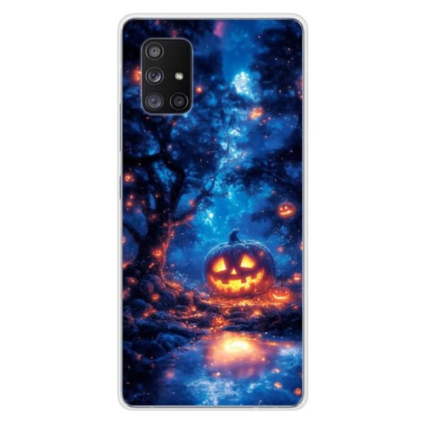 Tryckt silikonfodral kompatibelt Samsung Galaxy A71 5G HA Pumpkin Forest