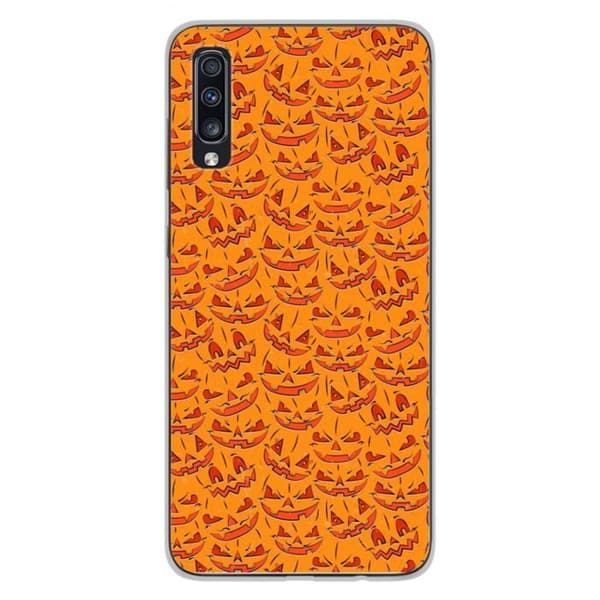 Tryckt silikonfodral som är kompatibelt med Samsung Galaxy A70 HA Pumpkins