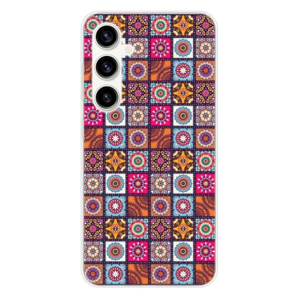 Tryckt silikonfodral som är kompatibelt med Samsung Galaxy S23 FE Patchwork Mandala