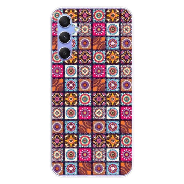 Tryckt silikonfodral som är kompatibelt med Samsung Galaxy A34 5G Patchwork Mandala