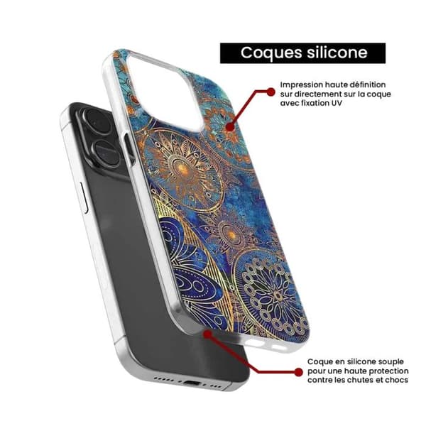 Siliconfodral med tryck - 1001 fodral - Xiaomi 14 Ultra - Blå mandala - Optimalt skydd - Semihård