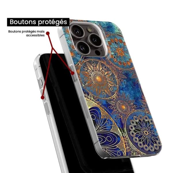Siliconfodral med tryck - 1001 fodral - Xiaomi 14 Ultra - Blå mandala - Optimalt skydd - Semihård