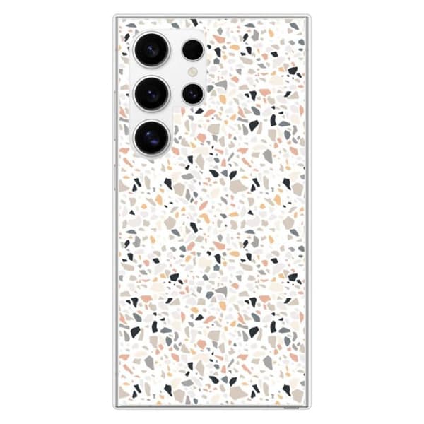 Tryckt silikonfodral som är kompatibelt med Samsung Galaxy S24 Ultra Terrazzo färg