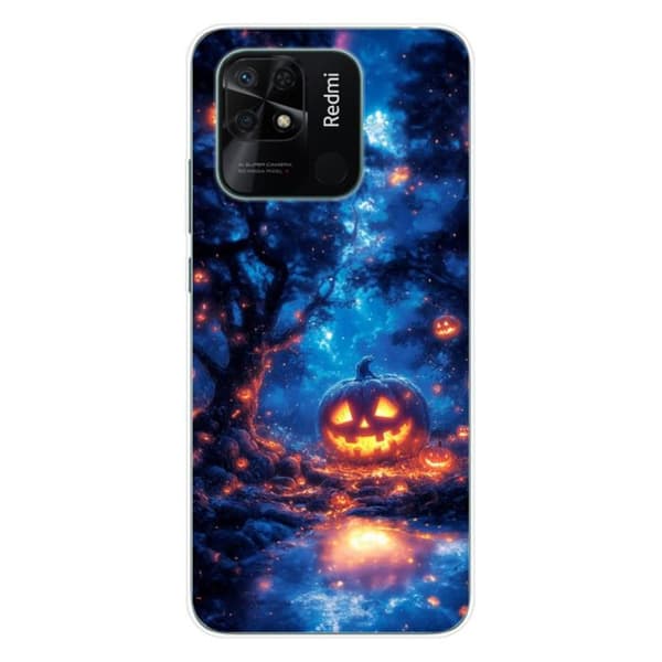 Tryckt silikonfodral som är kompatibelt med Xiaomi Redmi 10C HA Pumpkin Forest