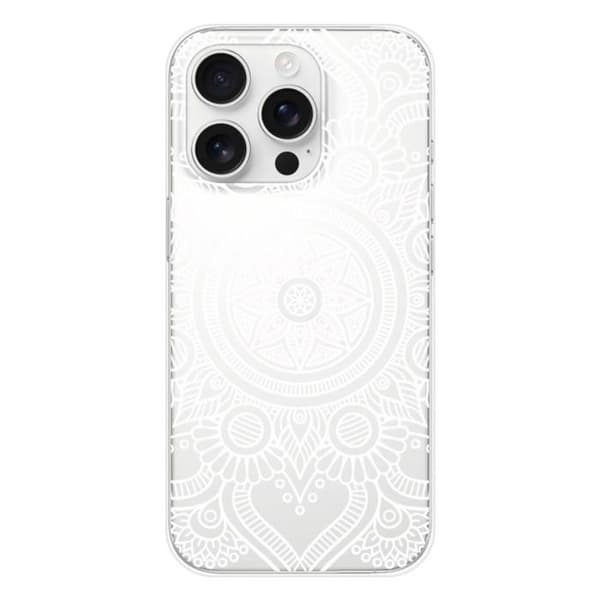 Tryckt silikonfodral som är kompatibelt med Apple iPhone 16 Pro White Mandala