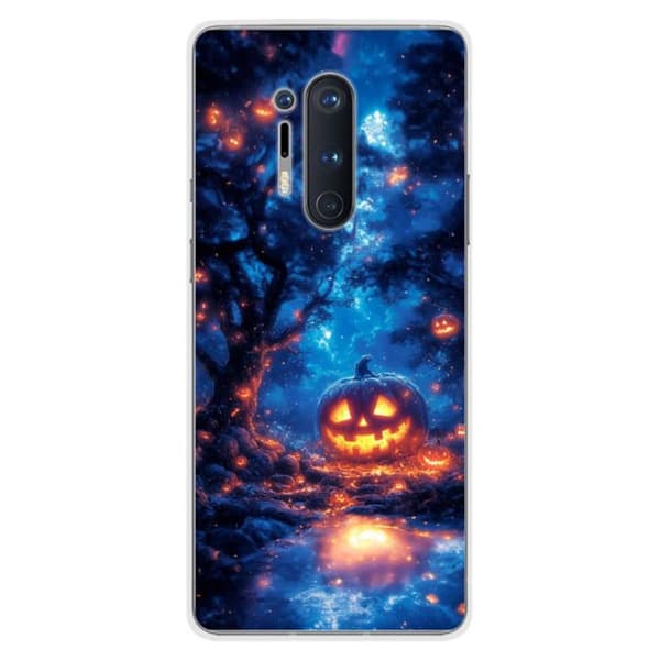 Tryckt silikonfodral kompatibelt OnePlus 8 Pro HA Pumpkin Forest