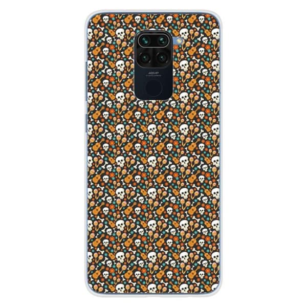 Tryckt silikonfodral som är kompatibelt med Xiaomi Redmi Note 9 HA Skeleton Rhythms