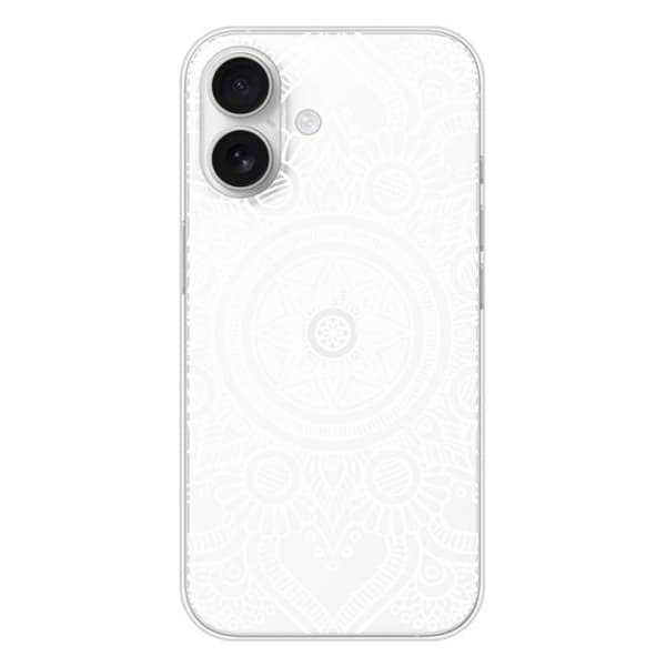 Siliconfodral med tryck - 1001 fodral - Apple iPhone 16 - Vit mandala - Optimalt skydd - TPU Gel