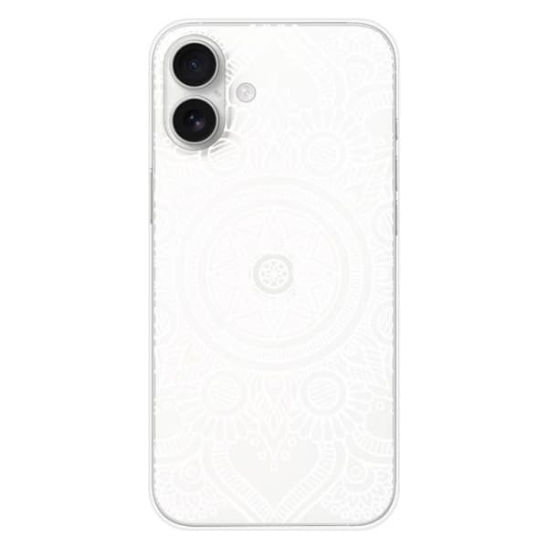 Tryckt silikonfodral som är kompatibelt med Apple iPhone 16 Plus White Mandala