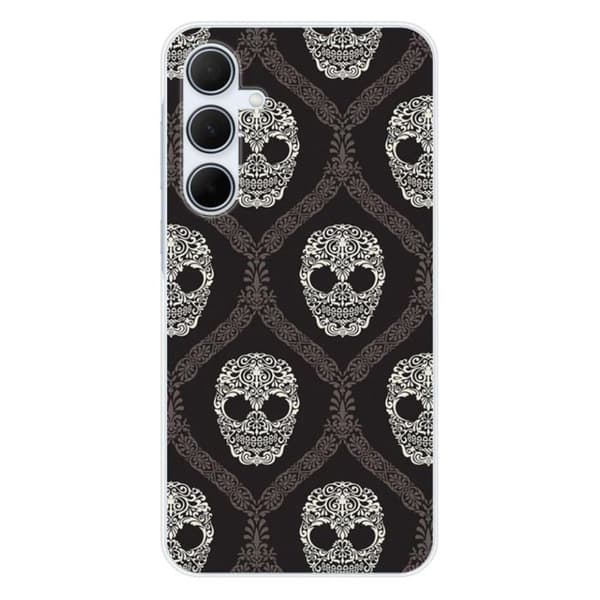 Silikonskal med tryck - 1001 skal - Samsung Galaxy A35 5G - Blommig dödskalle - Optimal skydd - TPU Gel