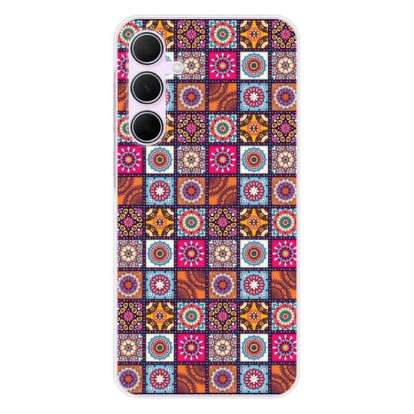 Tryckt silikonfodral som är kompatibelt med Samsung Galaxy A55 5G Patchwork Mandala