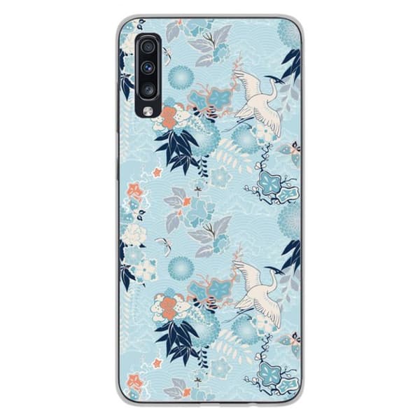 Siliconefodral med tryck - 1001 fodral - Samsung Galaxy A70 - Flerfärgad - Kimono-motiv - Optimal skydd