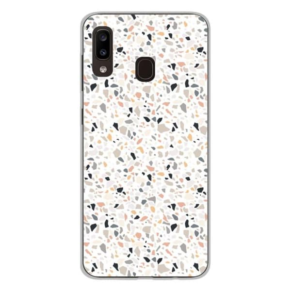 Tryckt silikonfodral som är kompatibelt med Samsung Galaxy A20e Terrazzo färg