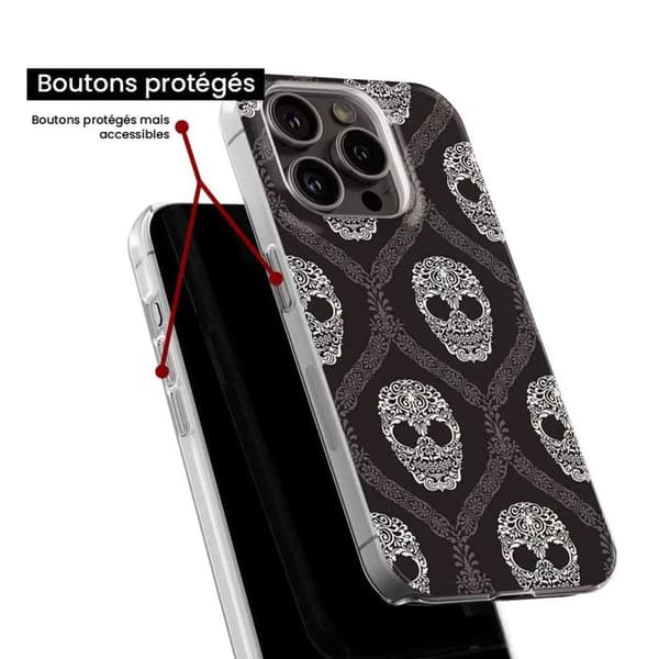Siliconfodral med tryck - 1001 fodral - Samsung Galaxy S24 FE - Blommig skalle - Transparent - Semihård