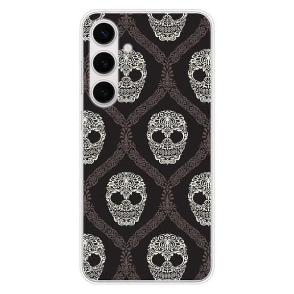 Siliconfodral med tryck - 1001 fodral - Samsung Galaxy S24 FE - Blommig skalle - Transparent - Semihård