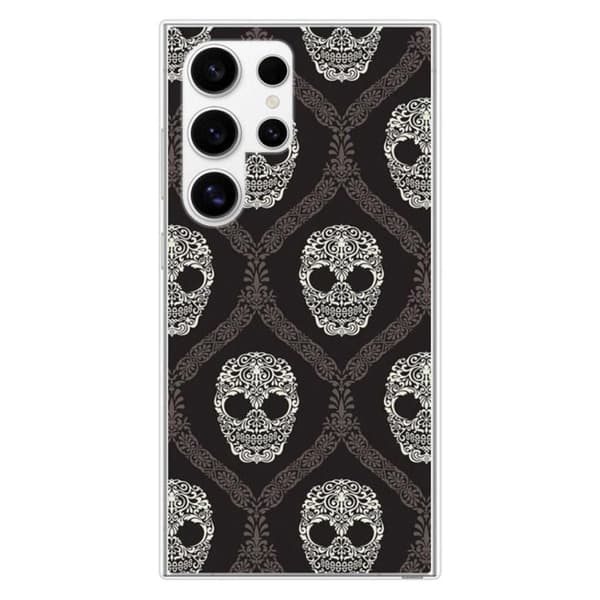 Tryckt silikonfodral som är kompatibelt med Samsung Galaxy S24 Ultra Floral skalle