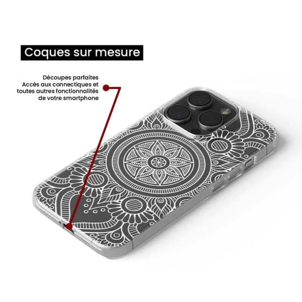 Siliconfodral med tryck - 1001 fodral - Samsung Galaxy S24 FE - Vit mandala - Optimal skydd - TPU Gel