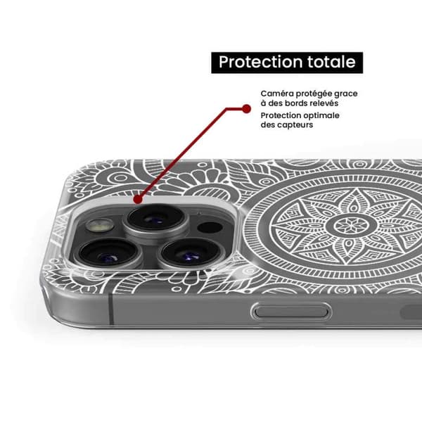 Siliconfodral med tryck - 1001 fodral - Samsung Galaxy S24 FE - Vit mandala - Optimal skydd - TPU Gel