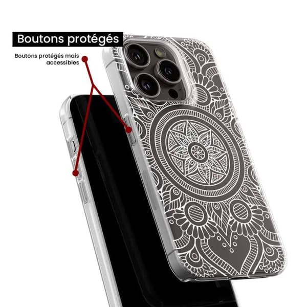 Siliconfodral med tryck - 1001 fodral - Samsung Galaxy S24 FE - Vit mandala - Optimal skydd - TPU Gel