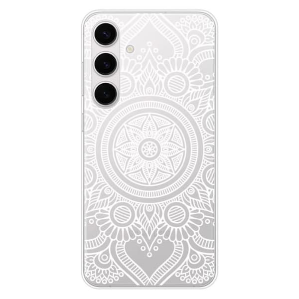 Siliconfodral med tryck - 1001 fodral - Samsung Galaxy S24 FE - Vit mandala - Optimal skydd - TPU Gel