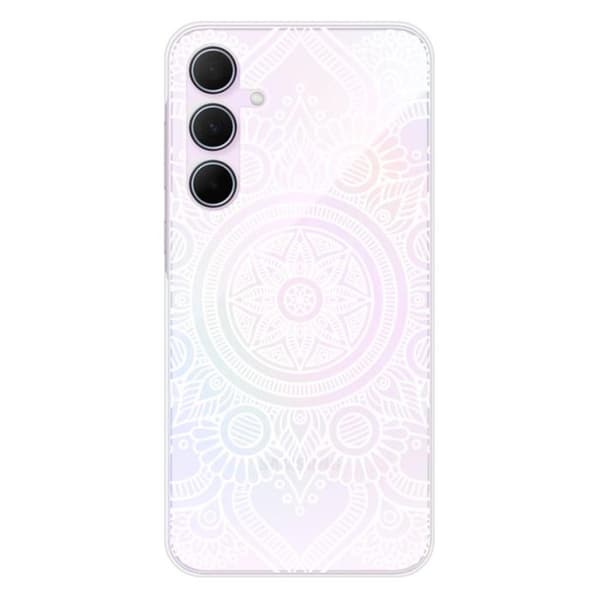 Silicone-skal med tryck - 1001 skal - Samsung Galaxy A55 5G - Vit mandala - Optimal skydd - TPU Gel