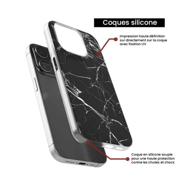 Tryckt silikonfodral som är kompatibelt med Apple iPhone 16 Plus Black Marble