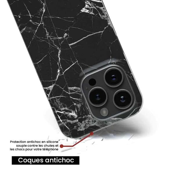 Tryckt silikonfodral som är kompatibelt med Apple iPhone 16 Plus Black Marble