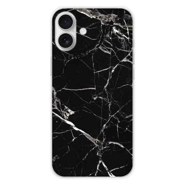 Tryckt silikonfodral som är kompatibelt med Apple iPhone 16 Plus Black Marble