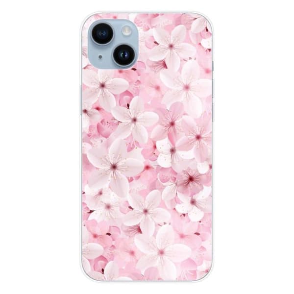 Tryckt silikonfodral som är kompatibelt med Apple iPhone 15 Plus Sakura