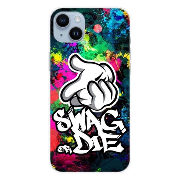Tryckt silikonfodral som är kompatibelt med Apple iPhone 15 Plus Swag or die