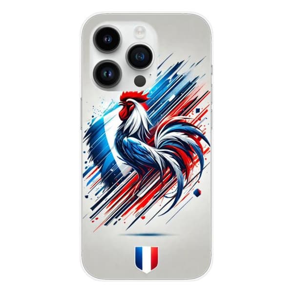 Tryckt silikonfodral som är kompatibelt med Apple iPhone 15 Pro French Rooster