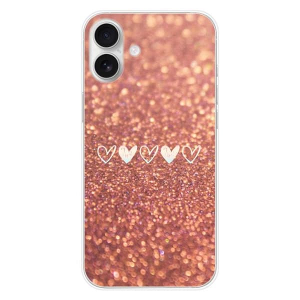Tryckt silikonfodral som är kompatibelt med Apple iPhone 16 Plus Glitter hjärta